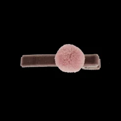 Alligator Hair Clip in Muldvarp with Dusty Pink Pom Pom by Bon Dep