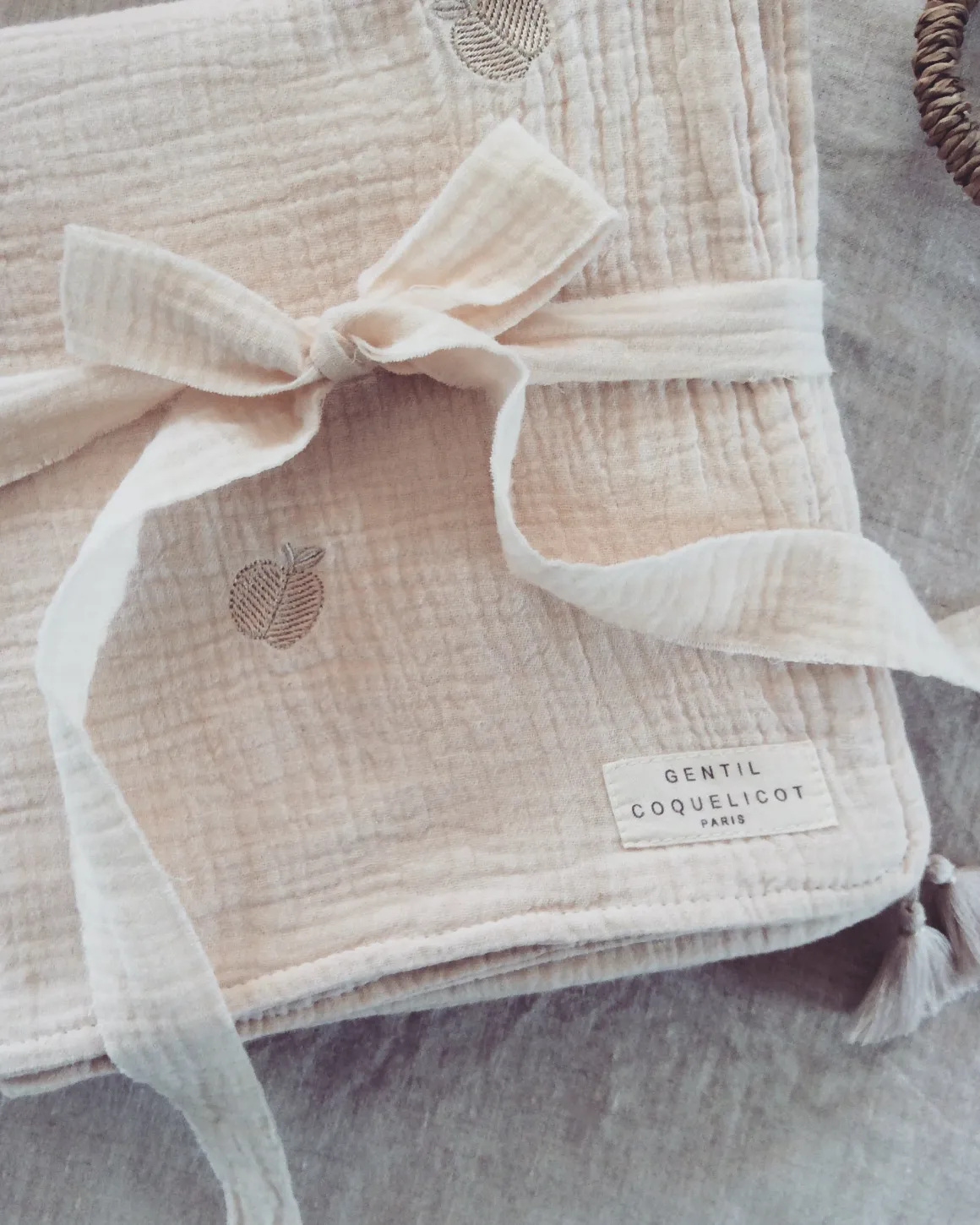 Apple Embroidered Baby Blanket