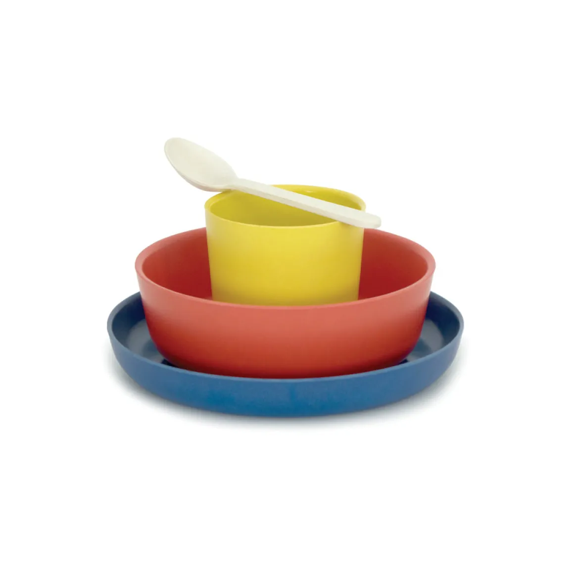 Bamboo Kid Dinner Set Emi - Lemon / Tomato / Royal Blue / White by Ekobo