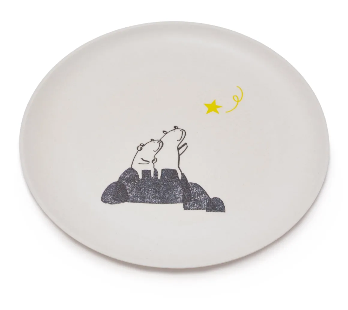 Bamboo Plate | Bears Wishing on a Star