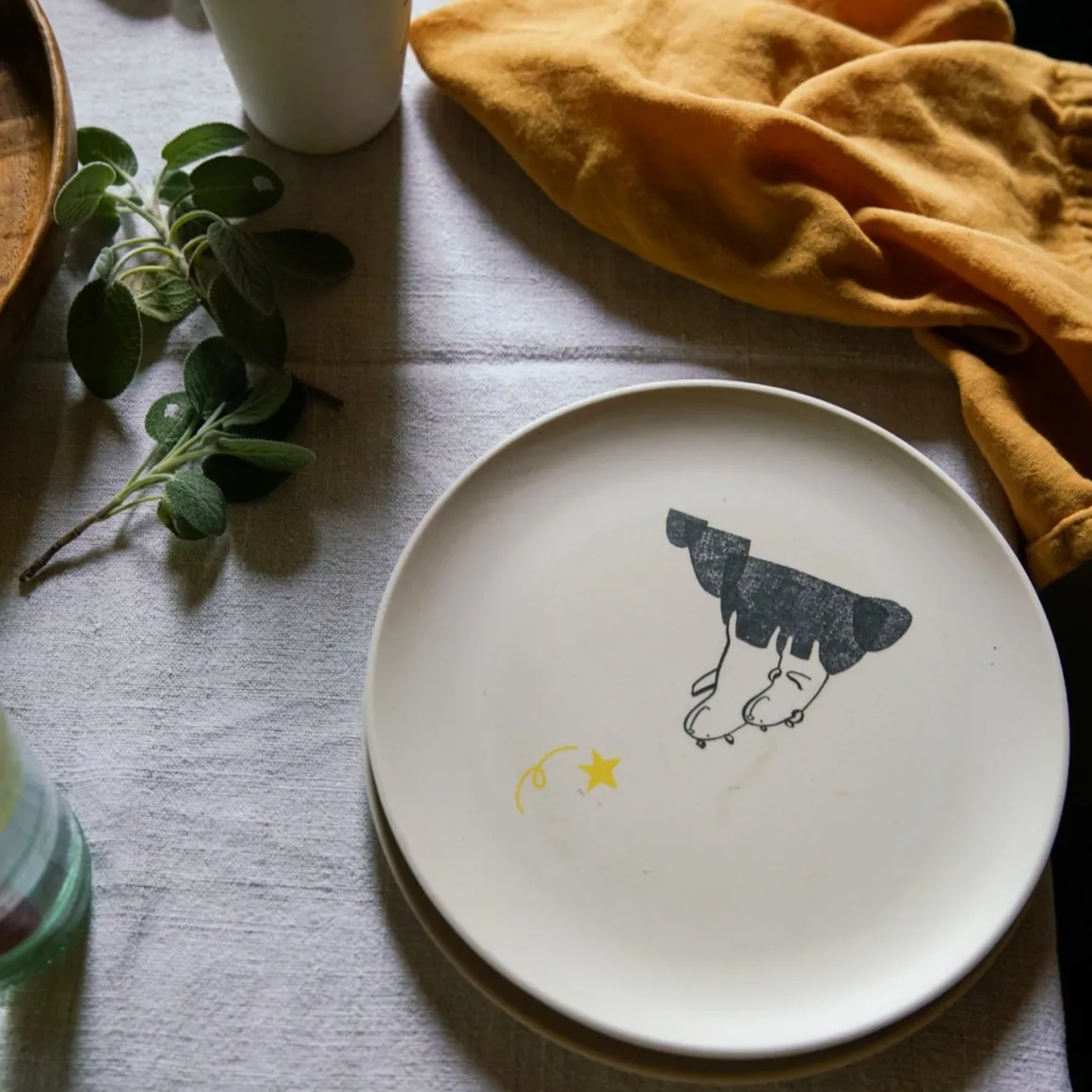 Bamboo Plate | Bears Wishing on a Star