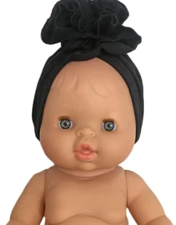 Black Flower Jersey Turban for Minikane x Gordis Dolls