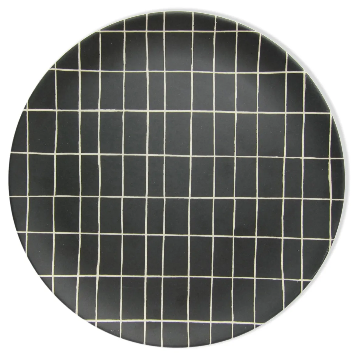 Black Grid Bamboo Plate