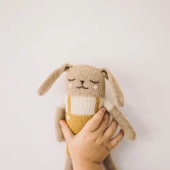 Bunny Knitted Toy in Ochre Overalls