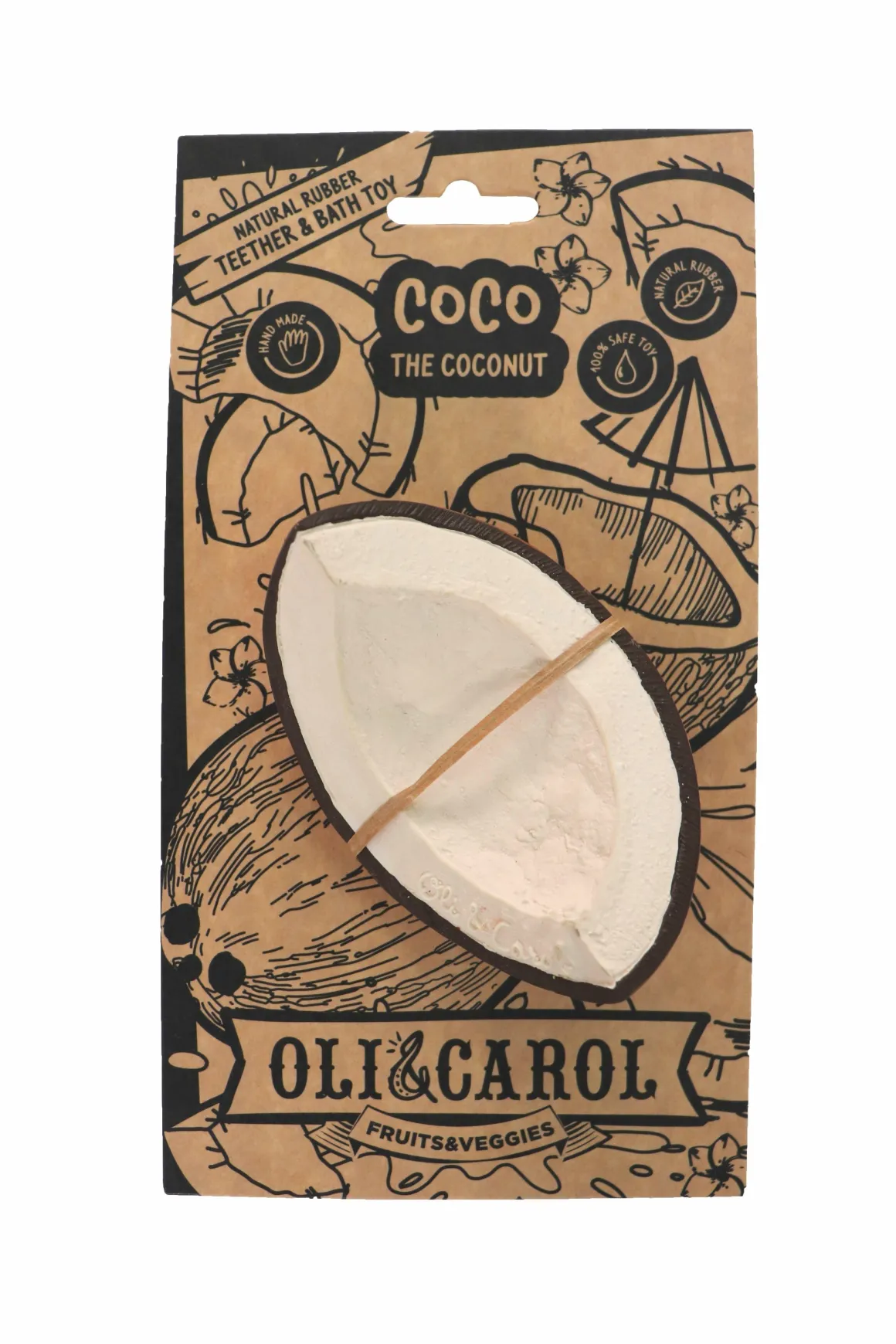 Coco the Coconut 100% Natural Rubber Teether by Oli & Carol