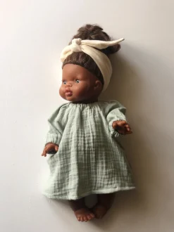 Cotton Gauze Long Sleeved Dress for Minikane x Gordis 34cm Dolls | Light Green