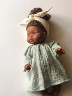 Cotton Gauze Long Sleeved Dress for Minikane x Gordis 34cm Dolls | Light Green