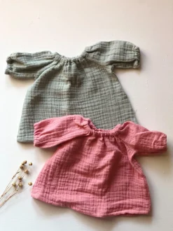 Cotton Gauze Long Sleeved Dress for Minikane x Gordis 34cm Dolls | Light Green