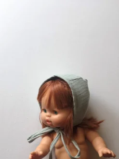 Cotton Gauze Round Bonnet for Minikane x Gordis 34cm Dolls | Light Green