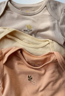 CUE 3 Pack Embroidery Bodysuit | Peach, Moonlight & Mandarin