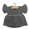 Daisy Double Gauze Cotton Dress with Piping | Charcoal Grey for Minikane x Gordis Dolls