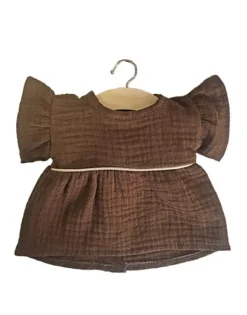 Daisy Double Gauze Cotton Dress with Piping | Chocolate for Minikane x Gordis Dolls