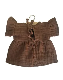 Daisy Double Gauze Cotton Dress with Piping | Chocolate for Minikane x Gordis Dolls