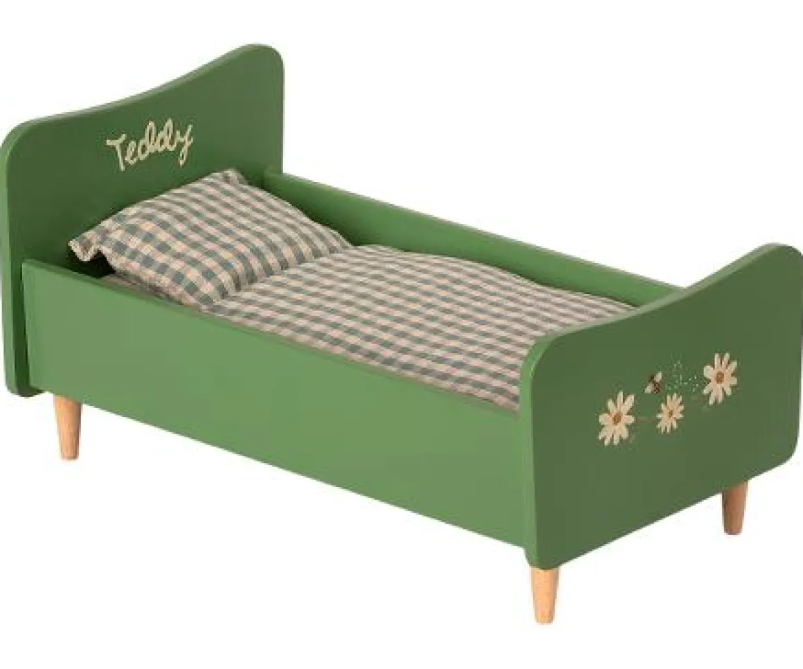 Dusty Green Wooden Bed, Teddy Dad