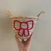 Embroidered 'Bow' Mini Basket | Fuchsia Pink