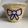Embroidered 'Bow' Mini Basket | Navy