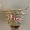 Embroidered 'Mice' Mini Basket | Light Pink