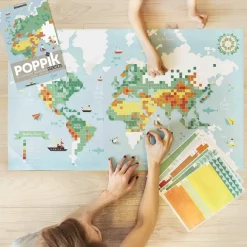 Giant Activity Sticker Poster - World Map with 1600 Repositionable Stickers by Poppik