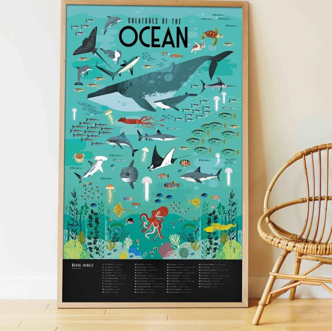 Giant Activity Sticker Poster - Oceans with 59 Repositionable Stickers by Poppik