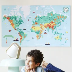 Giant Activity Sticker Poster - World Map with 1600 Repositionable Stickers by Poppik