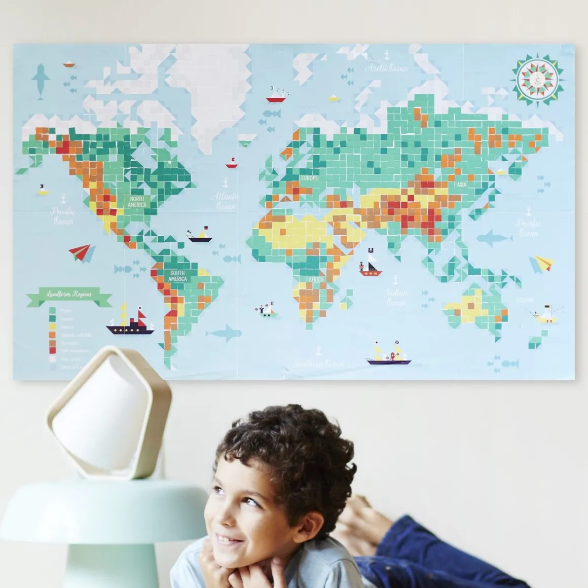 Giant Activity Sticker Poster - World Map with 1600 Repositionable Stickers by Poppik