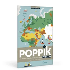 Giant Activity Sticker Poster - World Map with 1600 Repositionable Stickers by Poppik