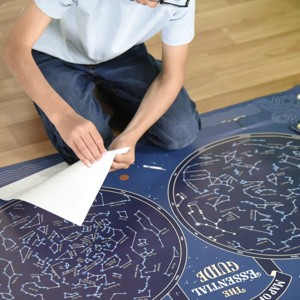 Giant Activity Sticker Poster - Sky Map Glow in the Dark with 640 Repositionable Stickers by Poppik
