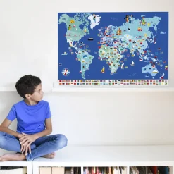 Giant Activity Sticker Poster - Flags of The World with 200 Repositionable Stickers by Poppik