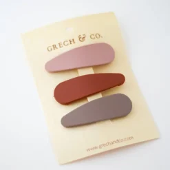 Grech & Co. Snap Matte Clip Set of 3 | Stone, Shell, Rust