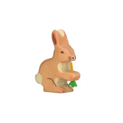 Hare with Carrot Wooden Figure