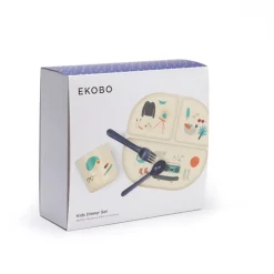 Illustrated Bamboo Kid Dinner Set | Royal Blue