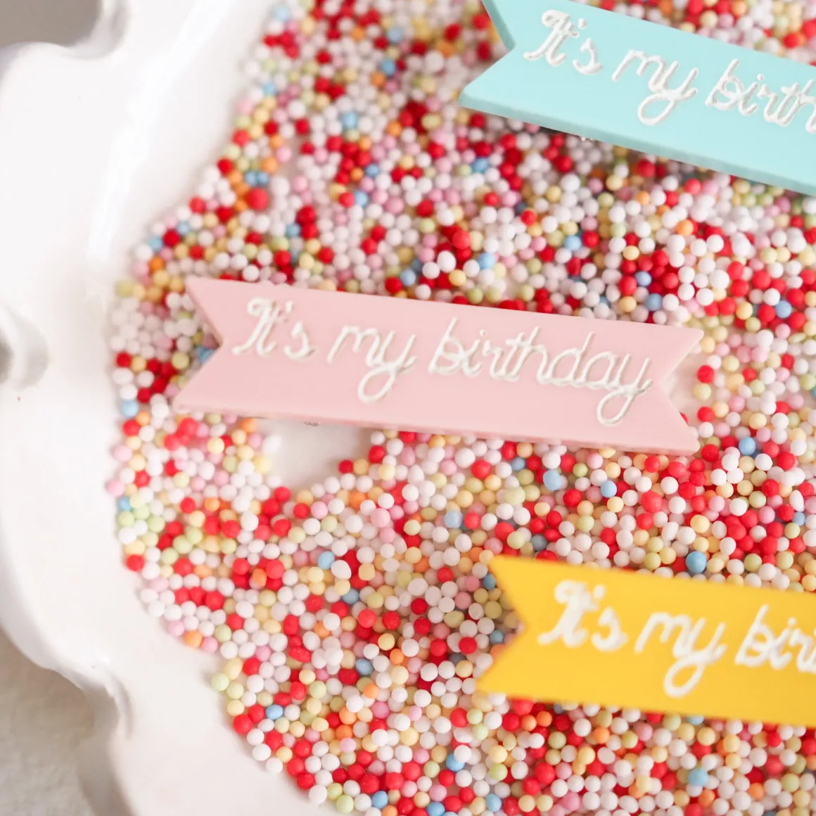 It's My Birthday Acrylic Hair Clip | Pale Pink