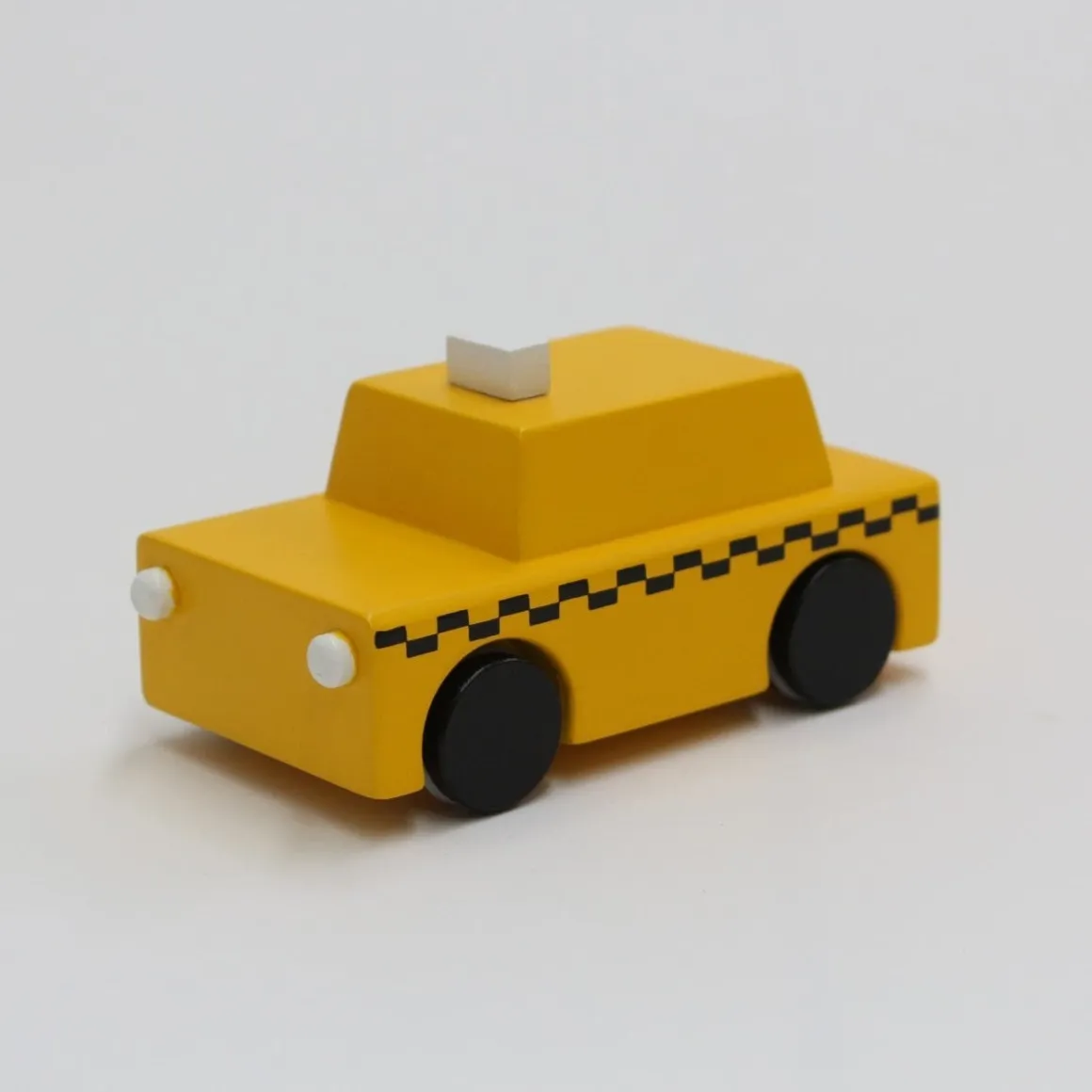 kiko & gg Kuruma Classic Wooden Wind Up Car | NY Taxi Friction Car