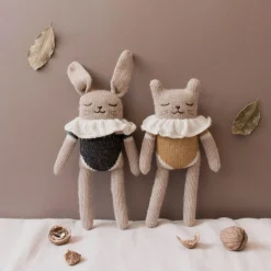 Kitten Knitted Soft Toy in Ochre Bodysuit