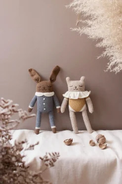 Kitten Knitted Soft Toy in Ochre Bodysuit