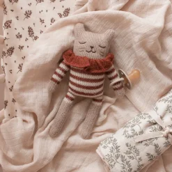 Kitten Knitted Toy in Sienna Striped Romper