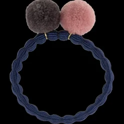 Kknekki Navy Hair Tie with Muldvarp and Dusty Pink Pom Pom by Bon Dep