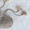 Knitted Booties with Embroidered Pouch - Taupe