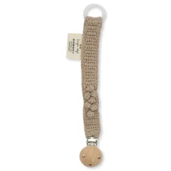 Knitted Organic Cotton Pacifier Clip | Brown Melange