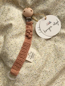 Knitted Organic Cotton Pacifier Clip | Sahara