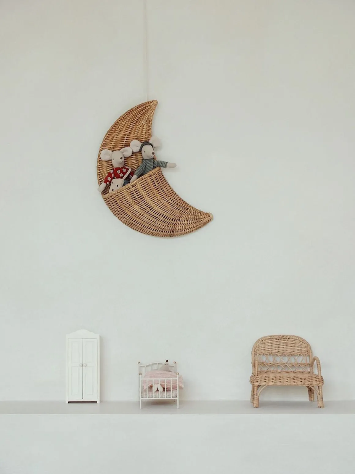 MIKANU Moon Rattan Basket