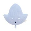 Mini Leaf Knitted Cushion in Baby Blue