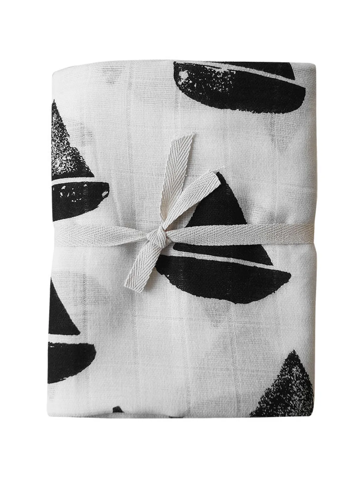100% Organic Boat Boat Muslin Blanket, White/Black by Fine Little Day