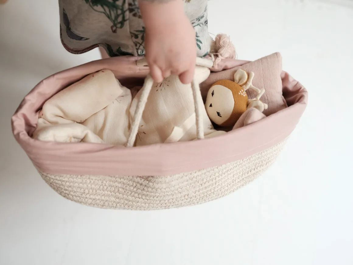 Organic Doll Basket with Cover | Mauve