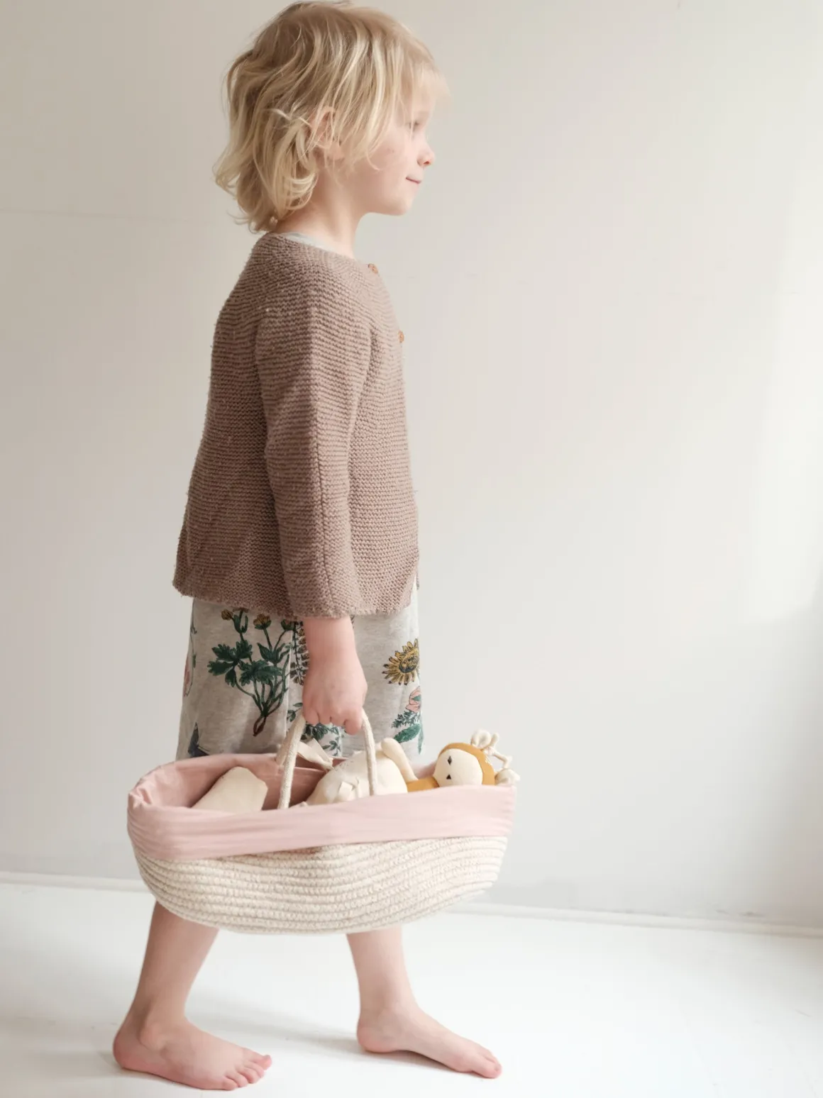 Organic Doll Basket with Cover | Mauve