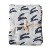 100% Organic Rabbit Muslin Blanket, White/Night Blue by Fine Little Day