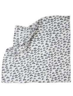 100% Organic Rabbit Muslin Blanket, White/Night Blue by Fine Little Day