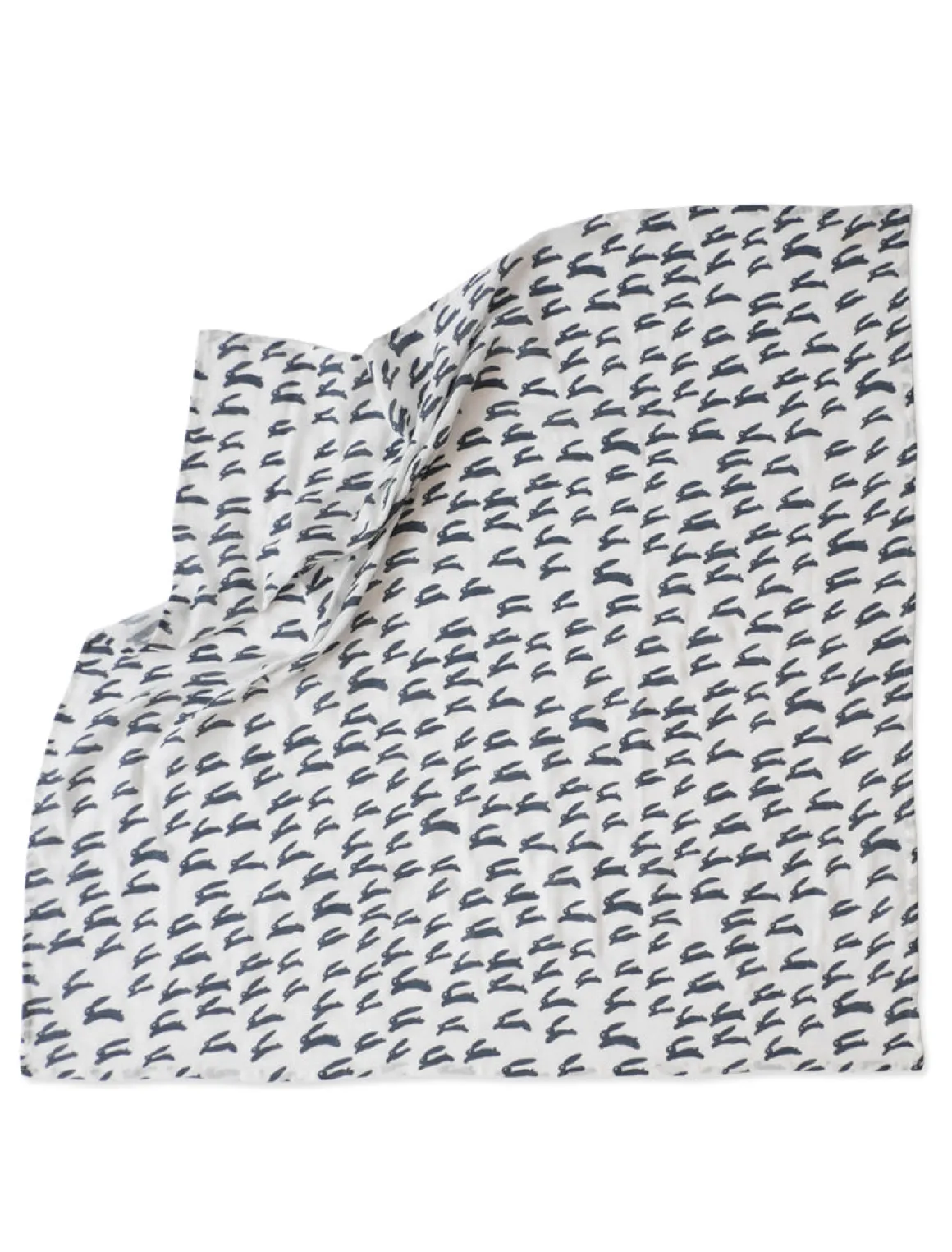 100% Organic Rabbit Muslin Blanket, White/Night Blue by Fine Little Day