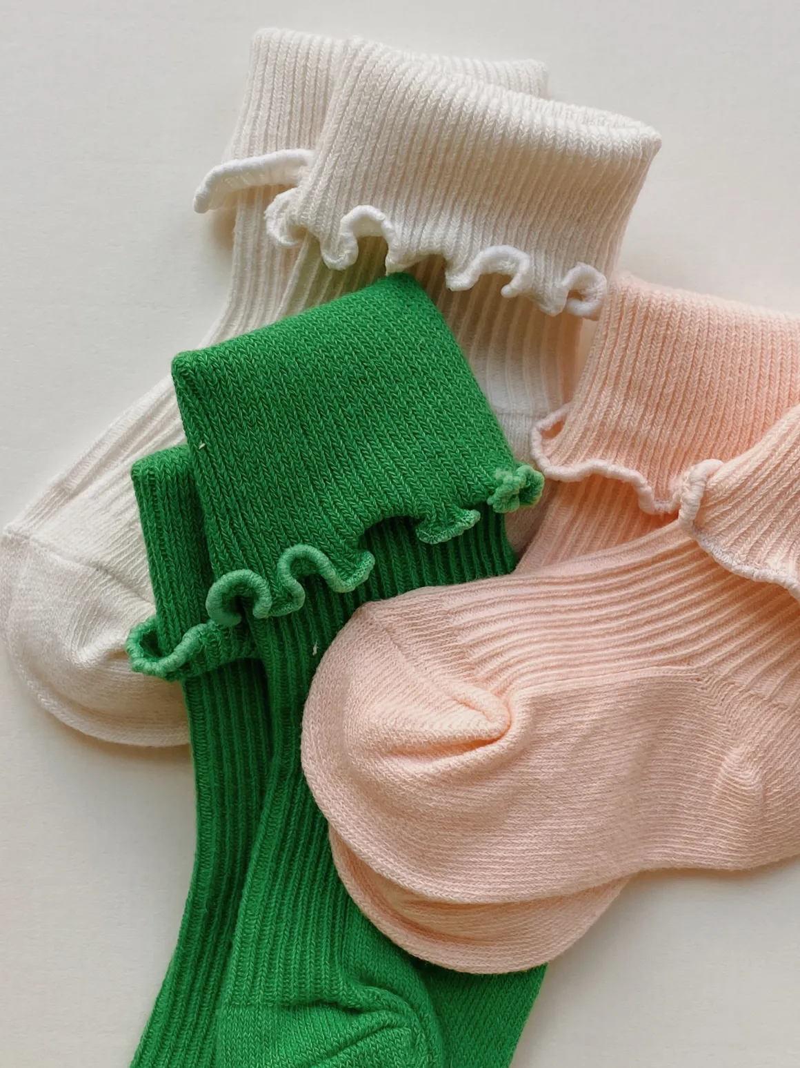 Rib Frill Socks Pack of 3 | Summer Green