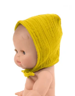 Round Bonnet Double Gauze Cotton in Mustard for Gordis Dolls by Minikane